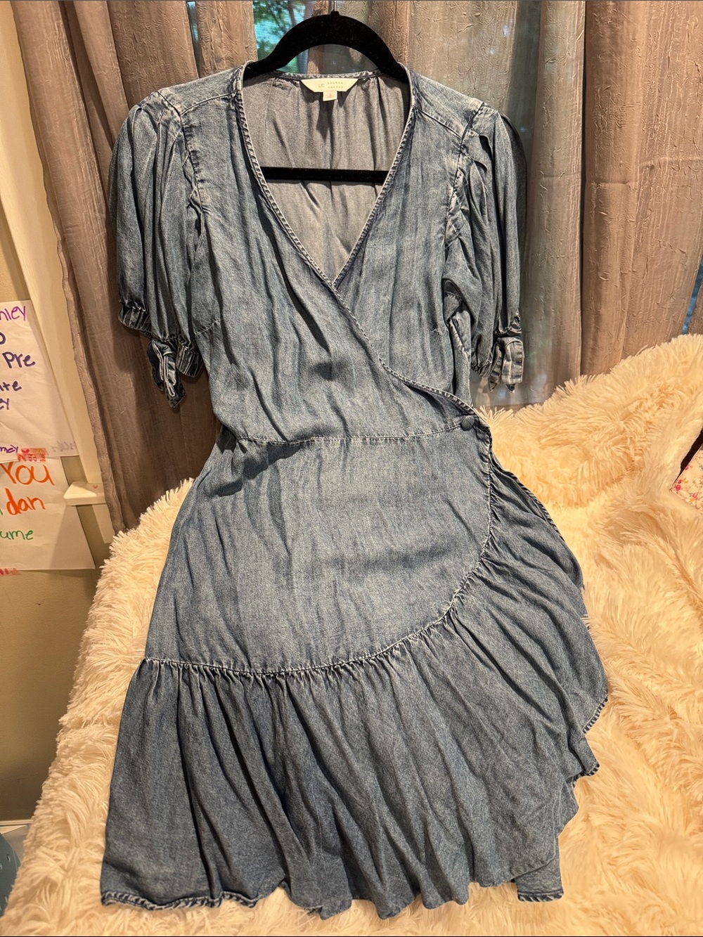 LC Lauren Conrad Light Blue Denim Wrap Midi Dress